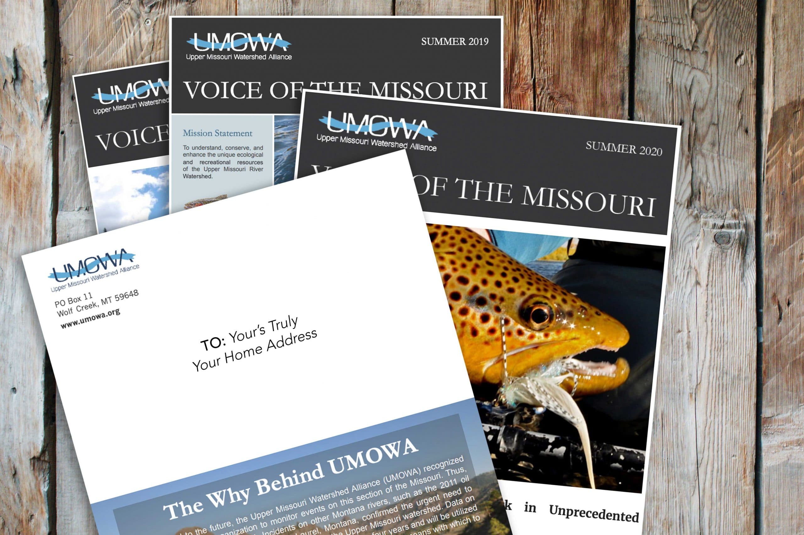 Stack of UMOWA Voice of the Missouri newsletters