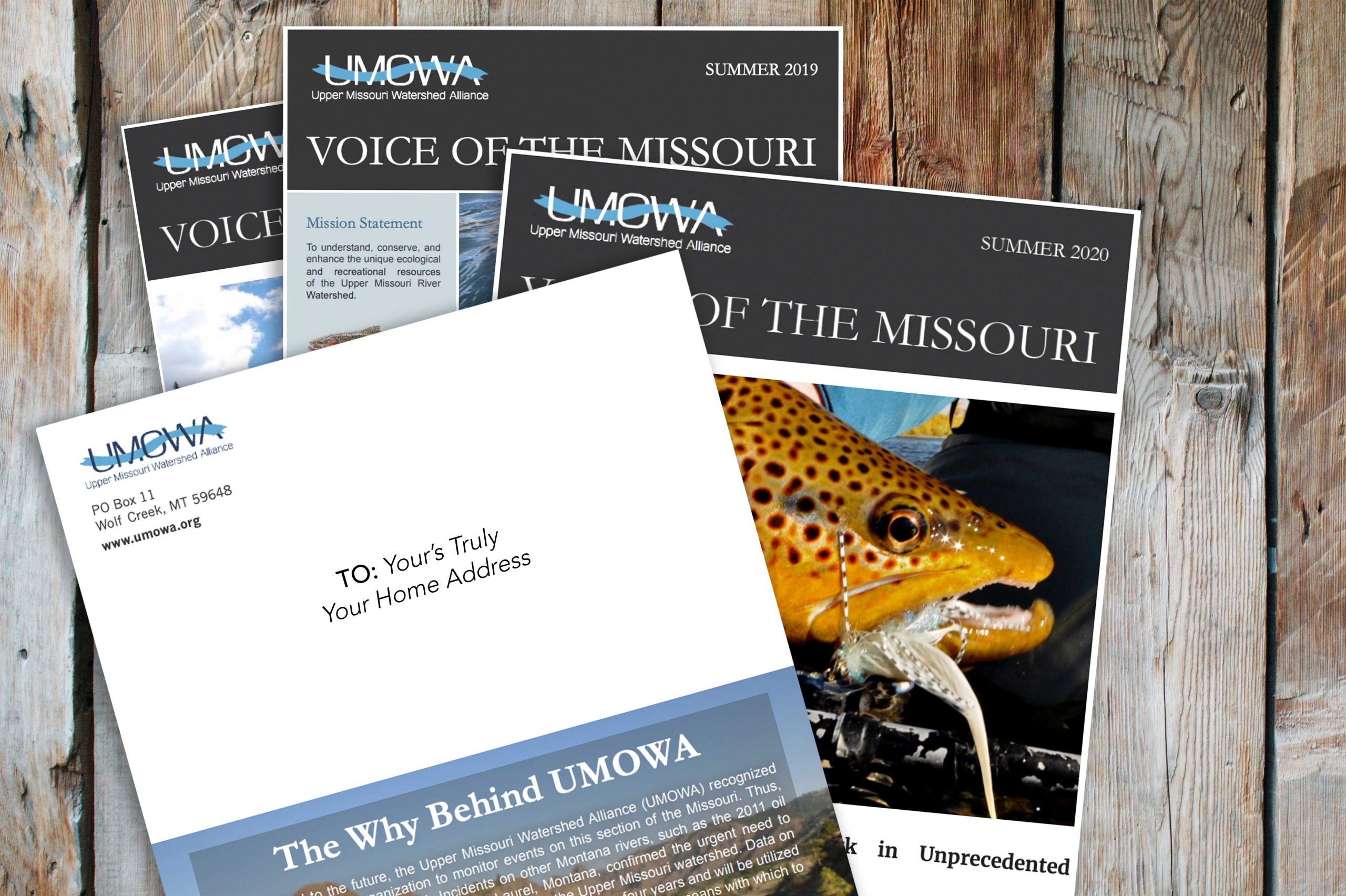 Stack of UMOWA Voice of the Missouri newsletters